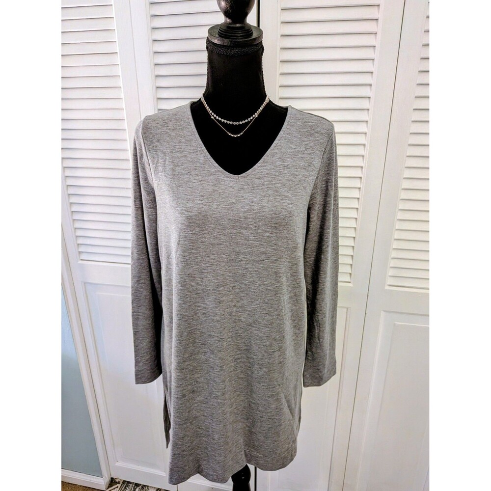 Pure Jill Luxe Tencel J. Jill VNeck Tunic Sweatshirt Womens S Gray Cozycore Soft